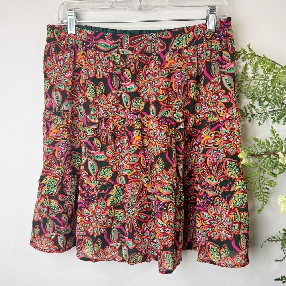 J.Crew Factory * Floral Verte Fern Canyon Tiered Skirt | Medium